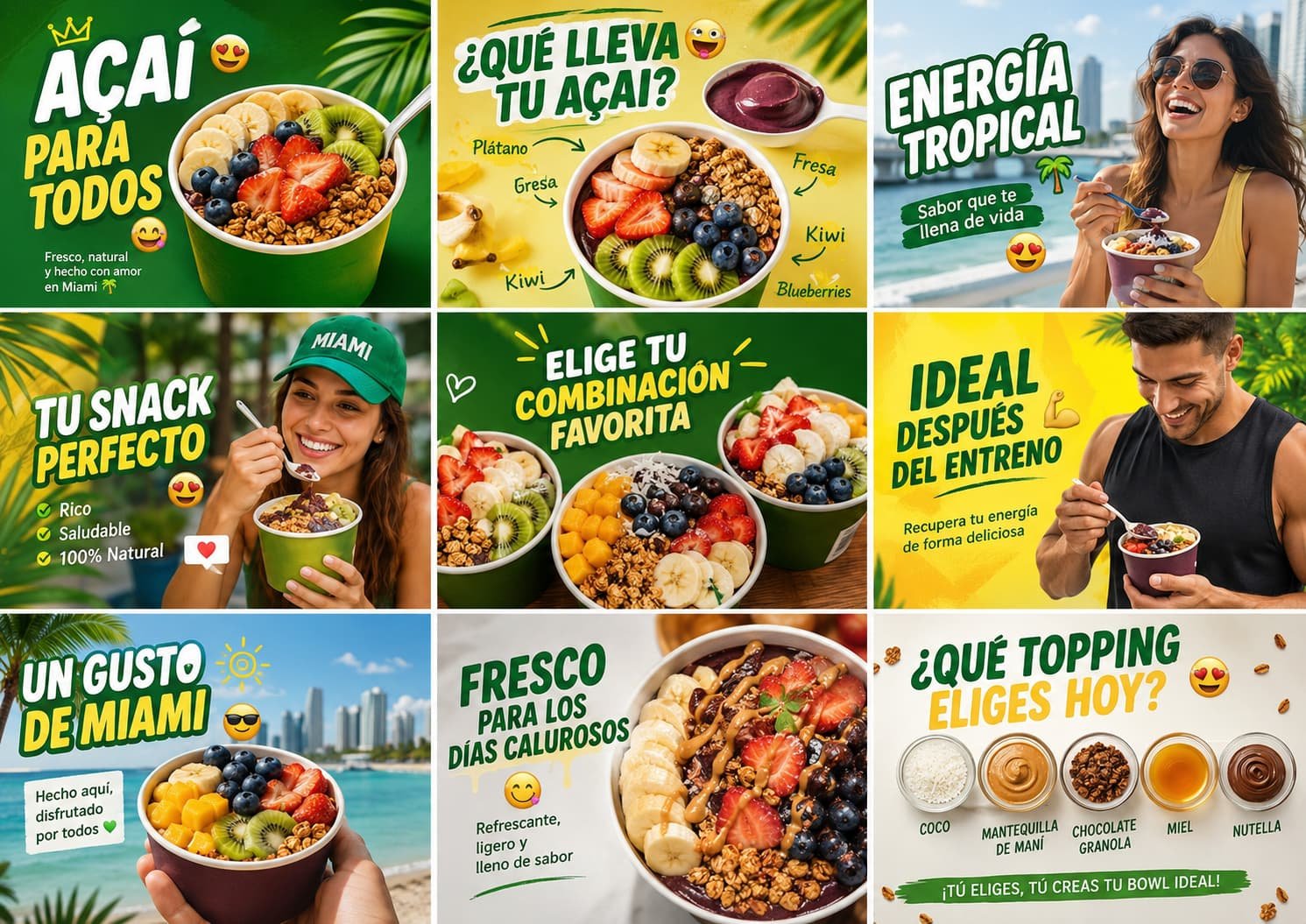 Social media content design for an acai food and beverage brand